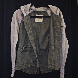 Hollister Green Jacket with Fleece Hood